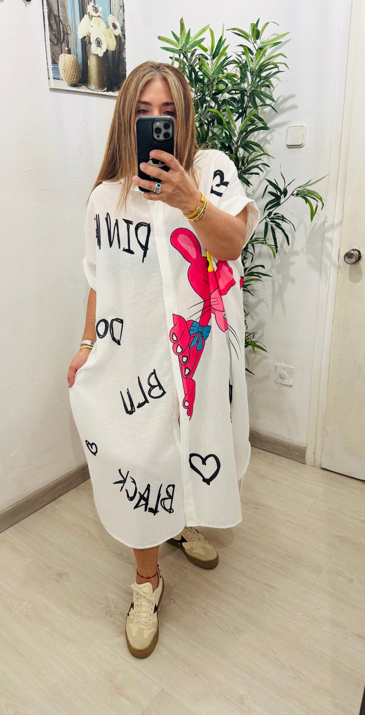 Vestido Pantera Rosa Blanco