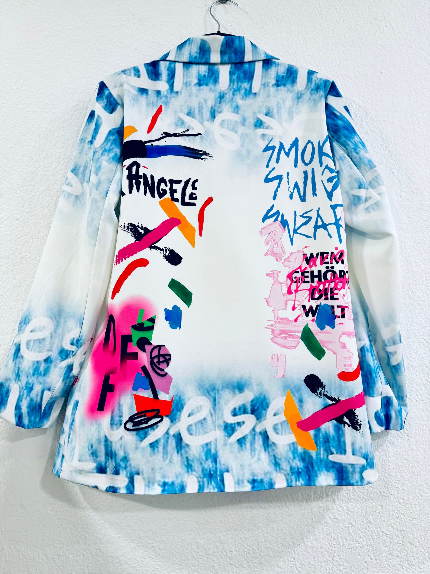 Blazer Estampado Celeste Blanco Katy