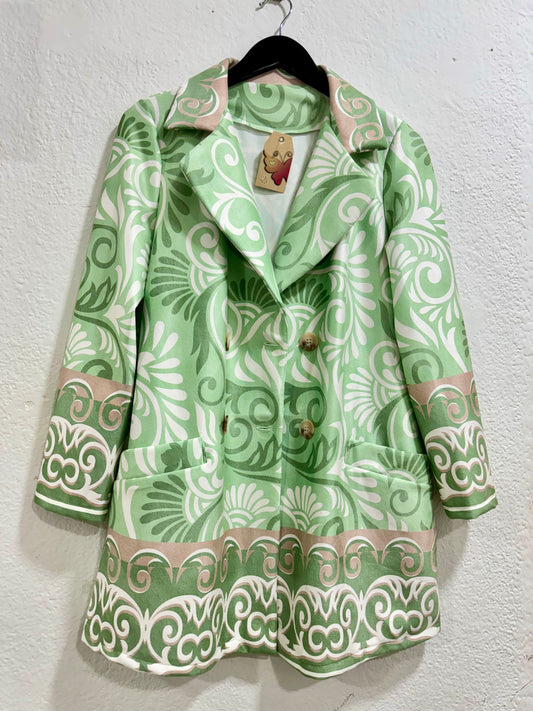 Chaqueta Mosaico Larga Verde Agua