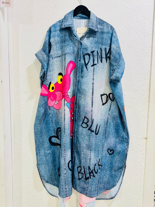 Vestido Pantera Rosa Tejano
