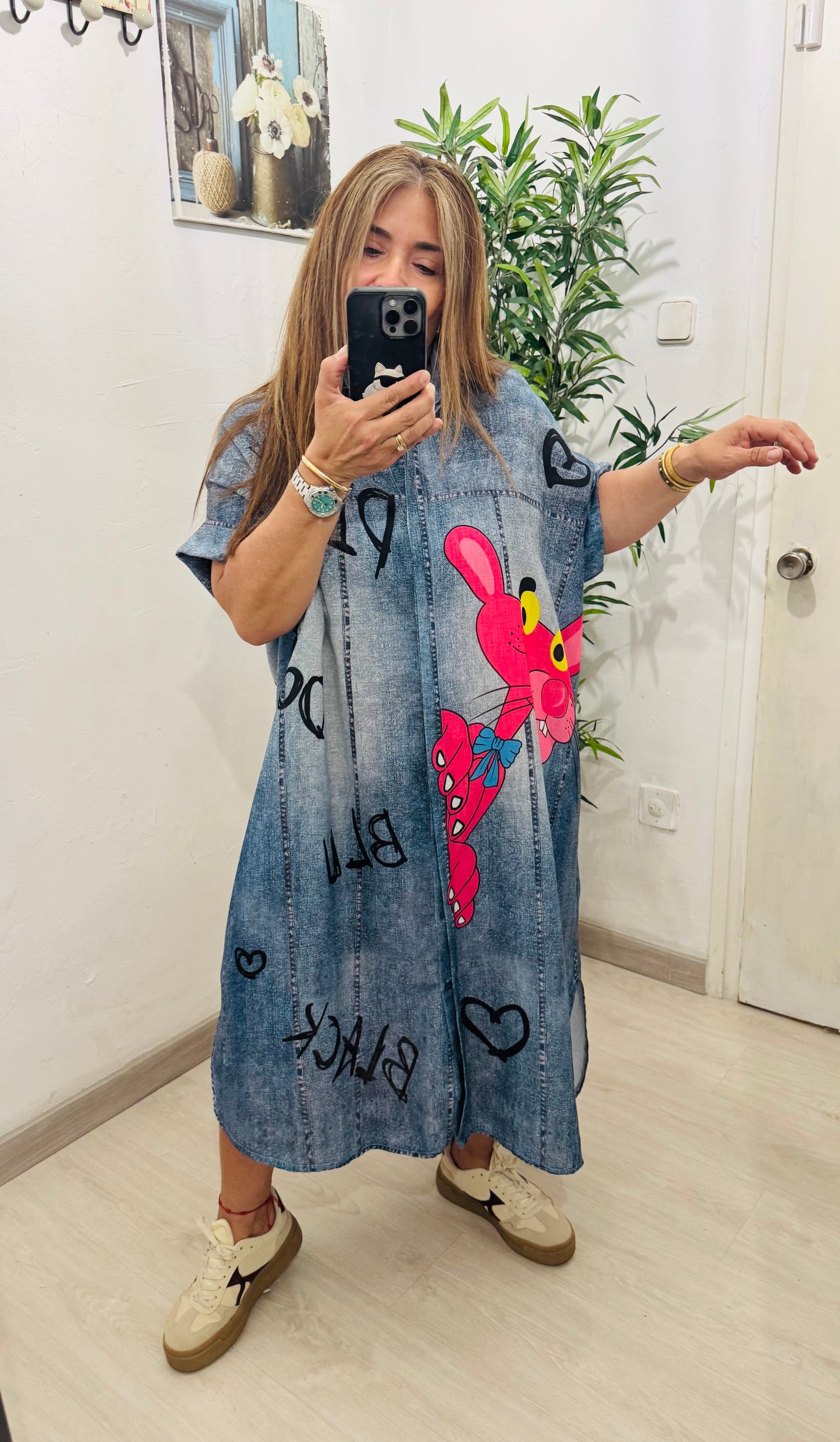 Vestido Pantera Rosa Tejano