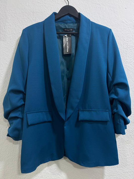 Blazer Manga Recogida Azul Petróleo